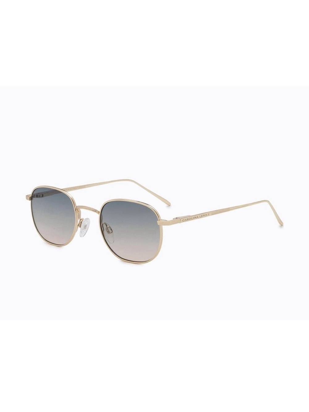 Carolina Lemke Women's Gold Frame Sunglasses with Gradient Blue Lenses